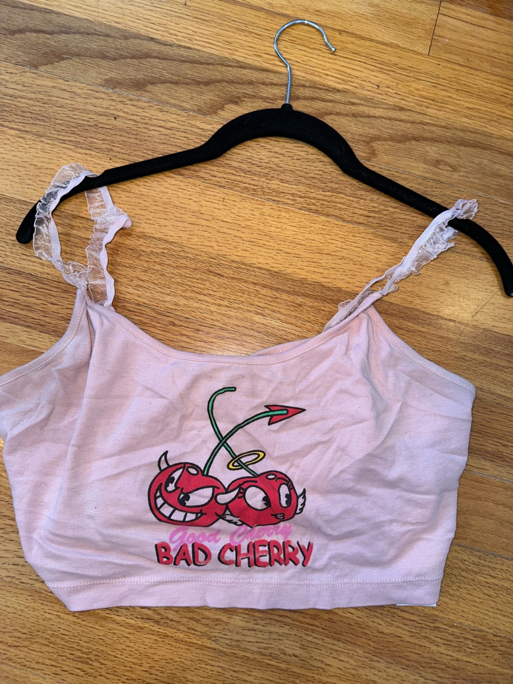 Pink cherry crop top